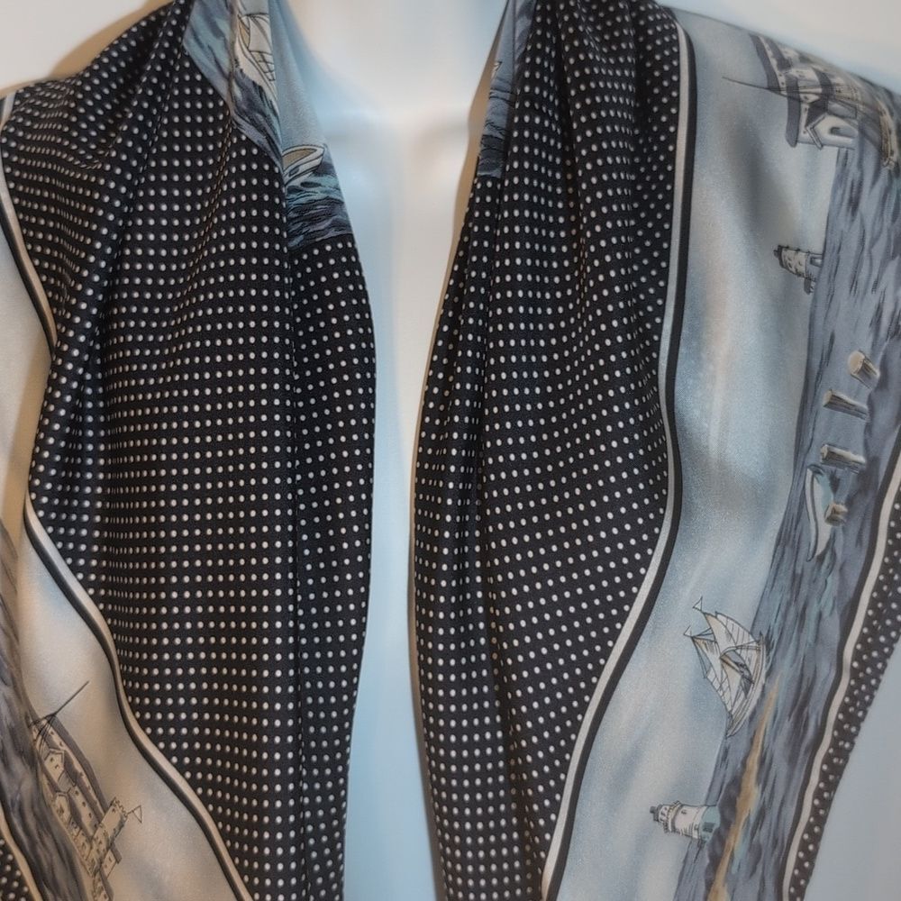 Talbots Black and White SILK Scarf - Picture 3 of 10